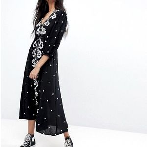 Free People Black Fable Prairie Dress